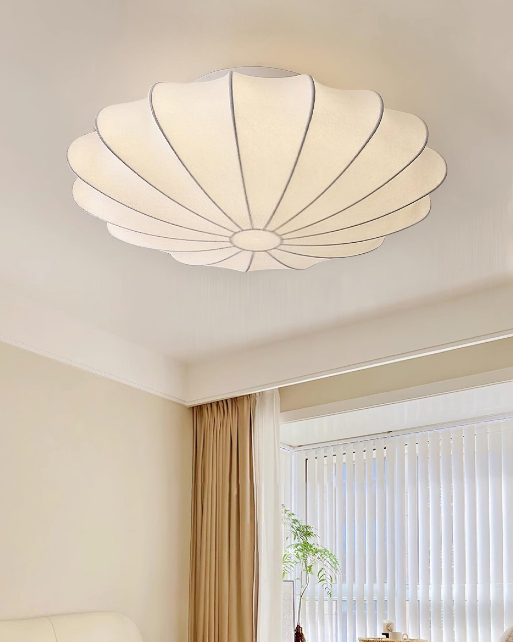 Solara Plafonnier Tissu Coquillage Sculptural Élégant - Neutralighting