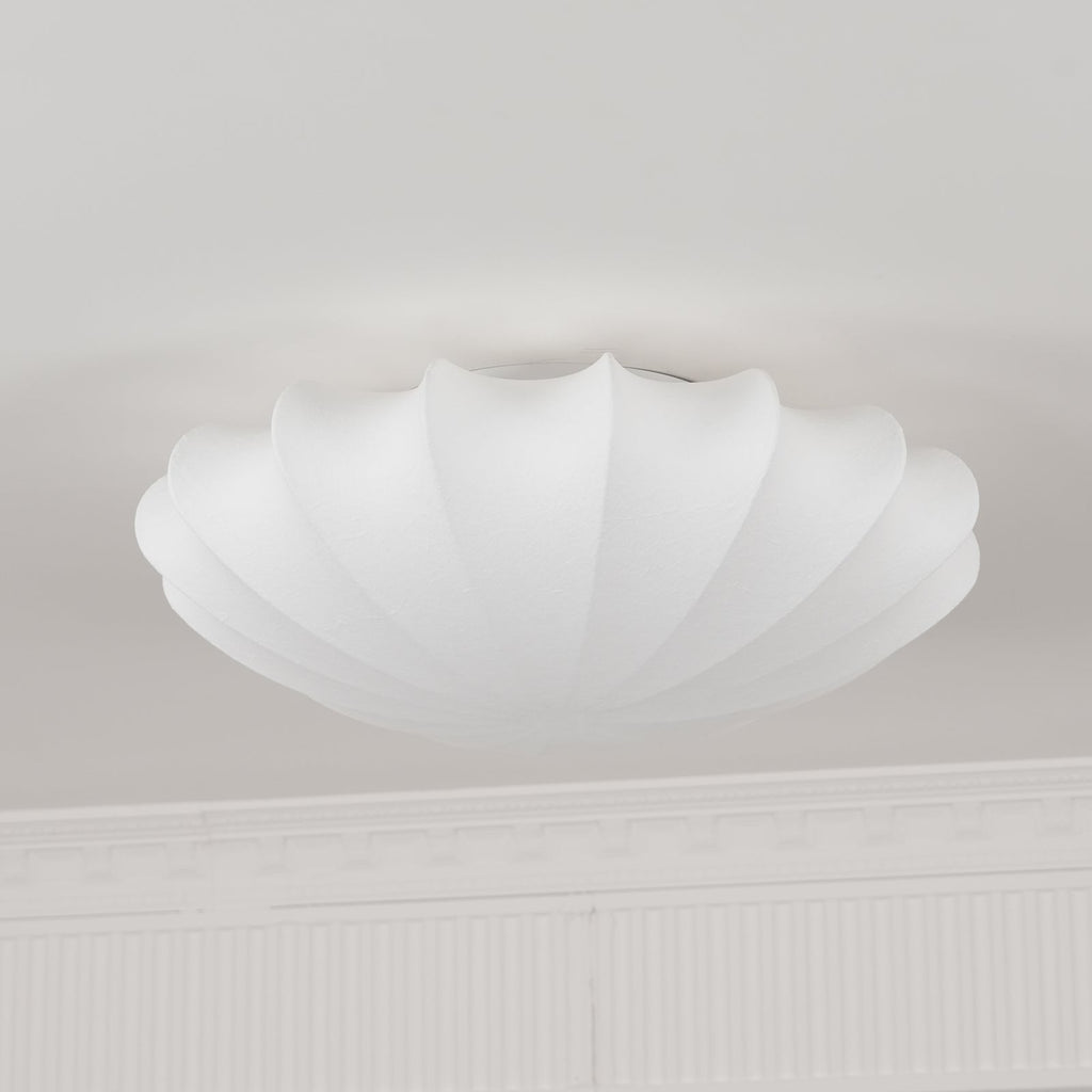 Solara Plafonnier Tissu Coquillage Sculptural Élégant - Neutralighting