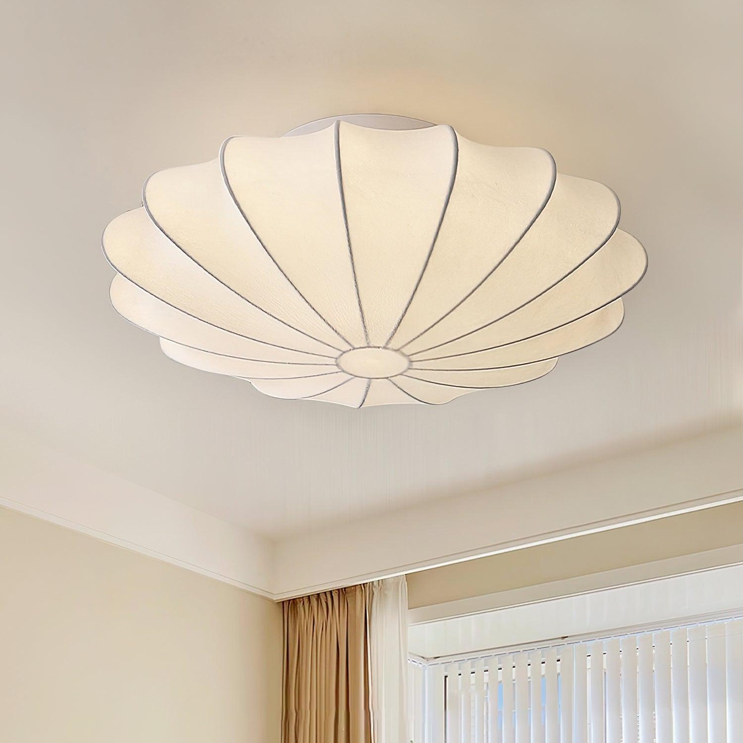 Solara Plafonnier Tissu Coquillage Sculptural Élégant - Neutralighting