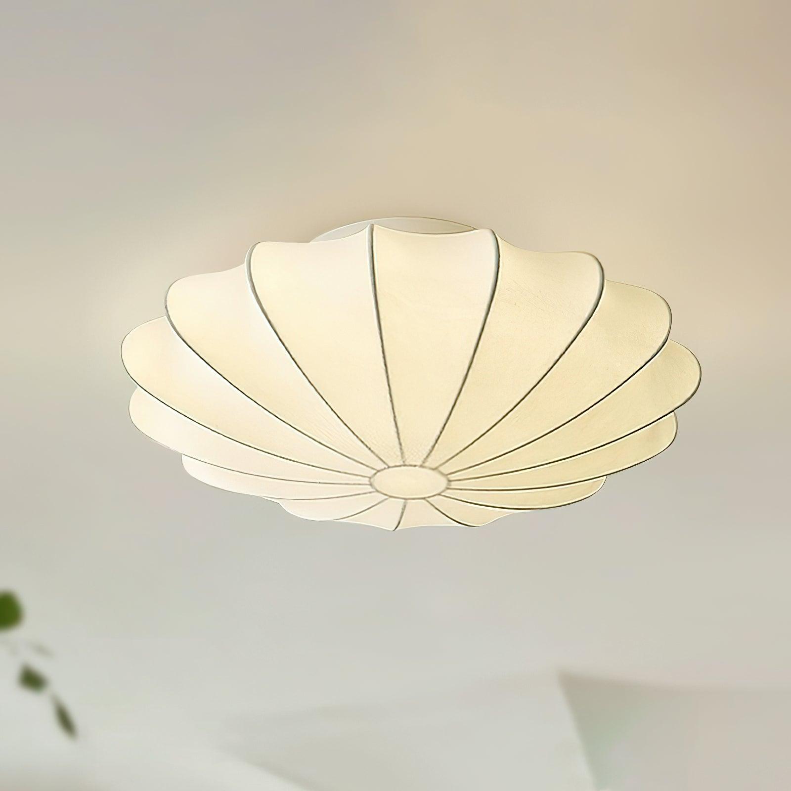 Solara Plafonnier Tissu Coquillage Sculptural Élégant - Neutralighting
