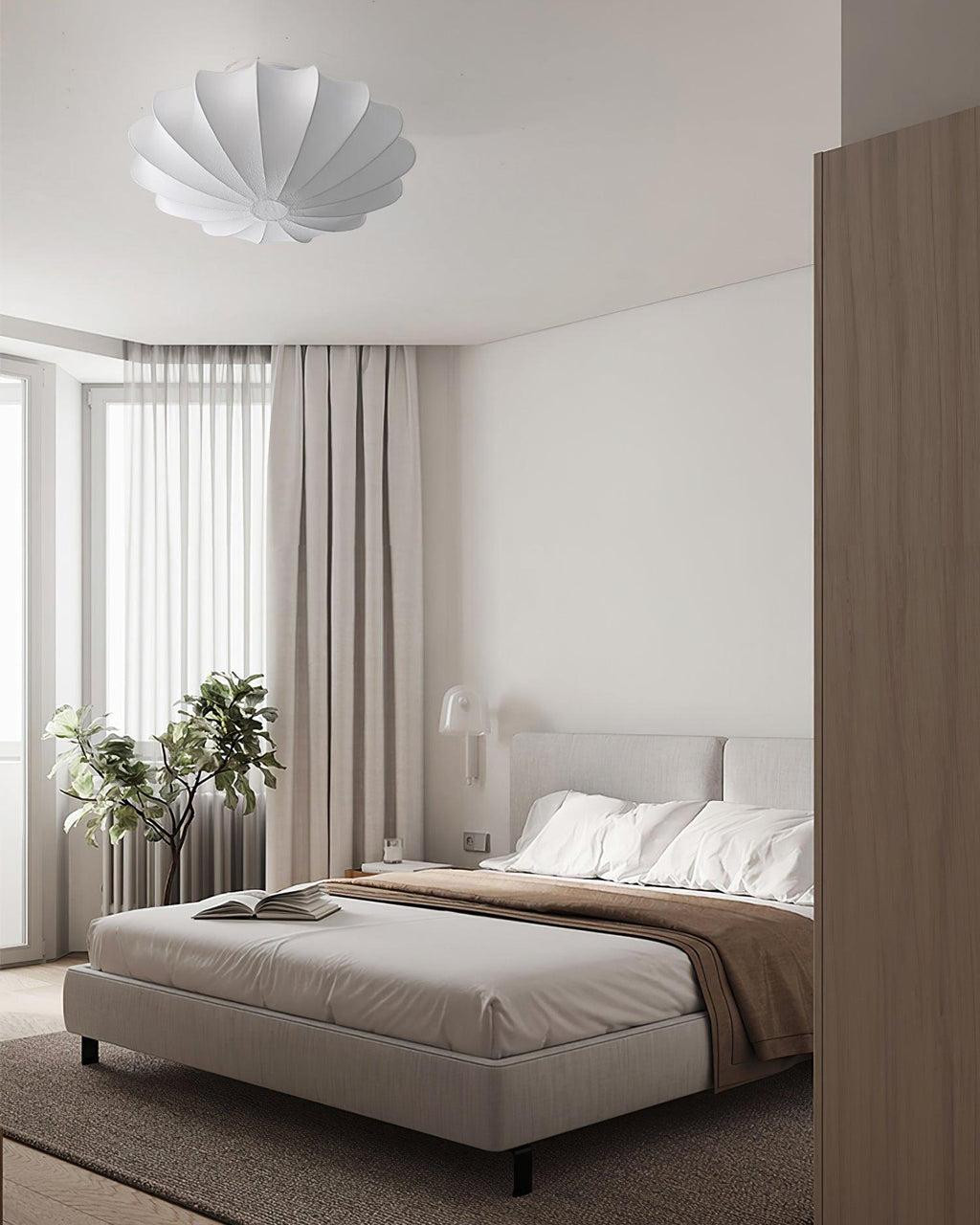 Solara Plafonnier Tissu Coquillage Sculptural Élégant - Neutralighting