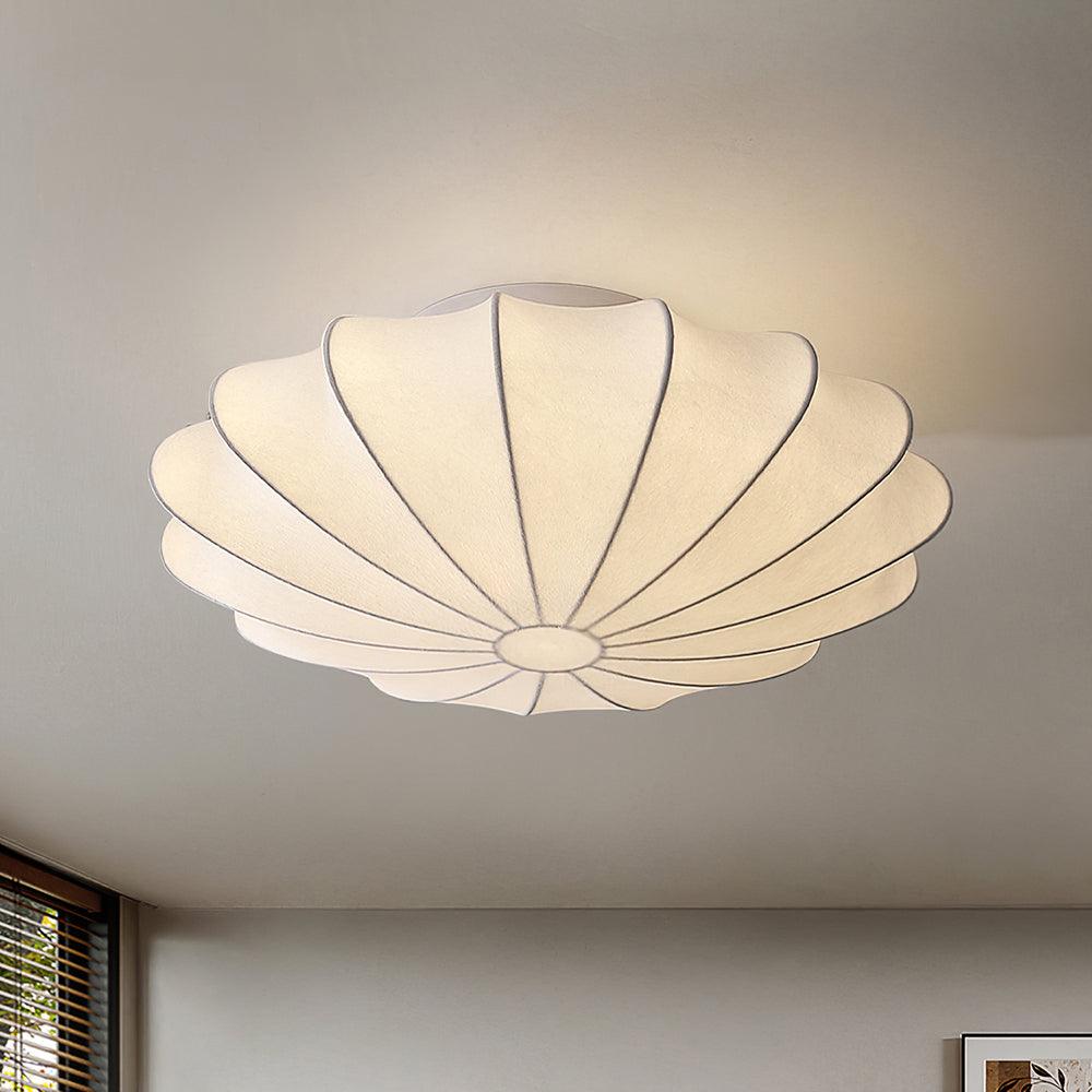 Solara Plafonnier Tissu Coquillage Sculptural Élégant - Neutralighting