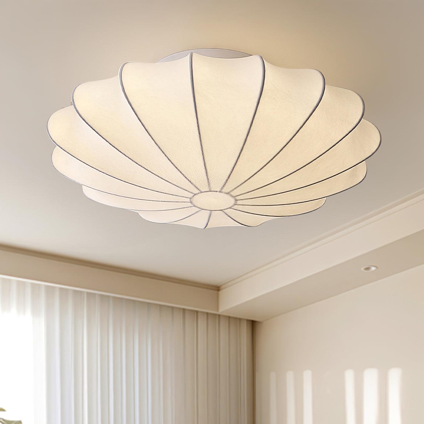 Solara Plafonnier Tissu Coquillage Sculptural Élégant - Neutralighting