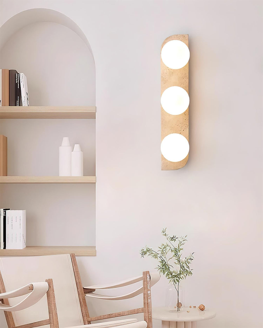 Aurorace Applique murale Travertine Plug-In avec deux globes en verre Soft Glow - Neutralighting