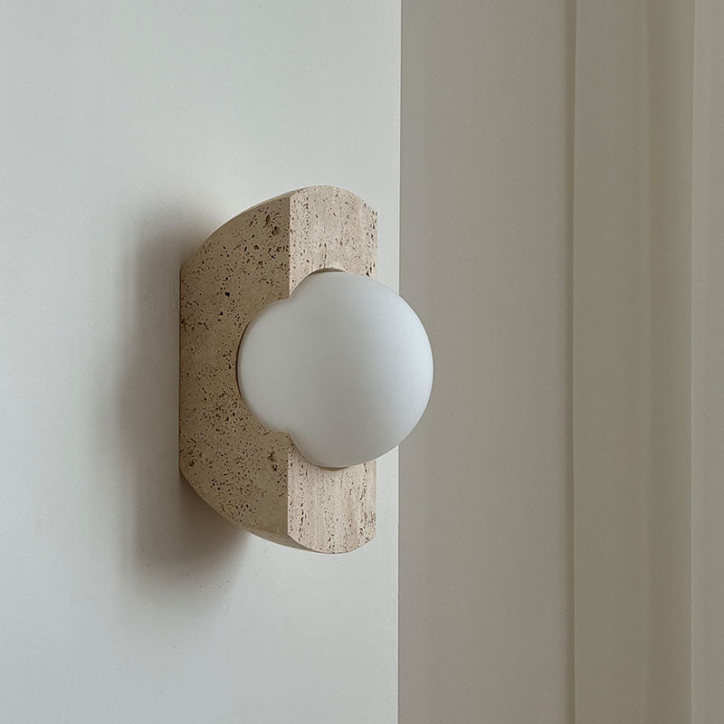 Umaris Lampe Murale Moderne Minimaliste en Verre et Travertin - Neutralighting