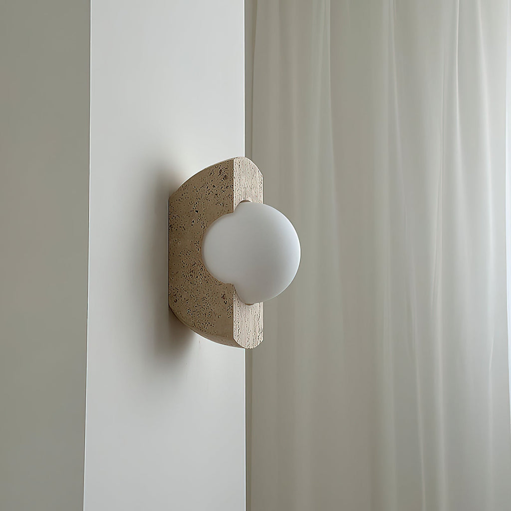 Umaris Lampe Murale Moderne Minimaliste en Verre et Travertin - Neutralighting