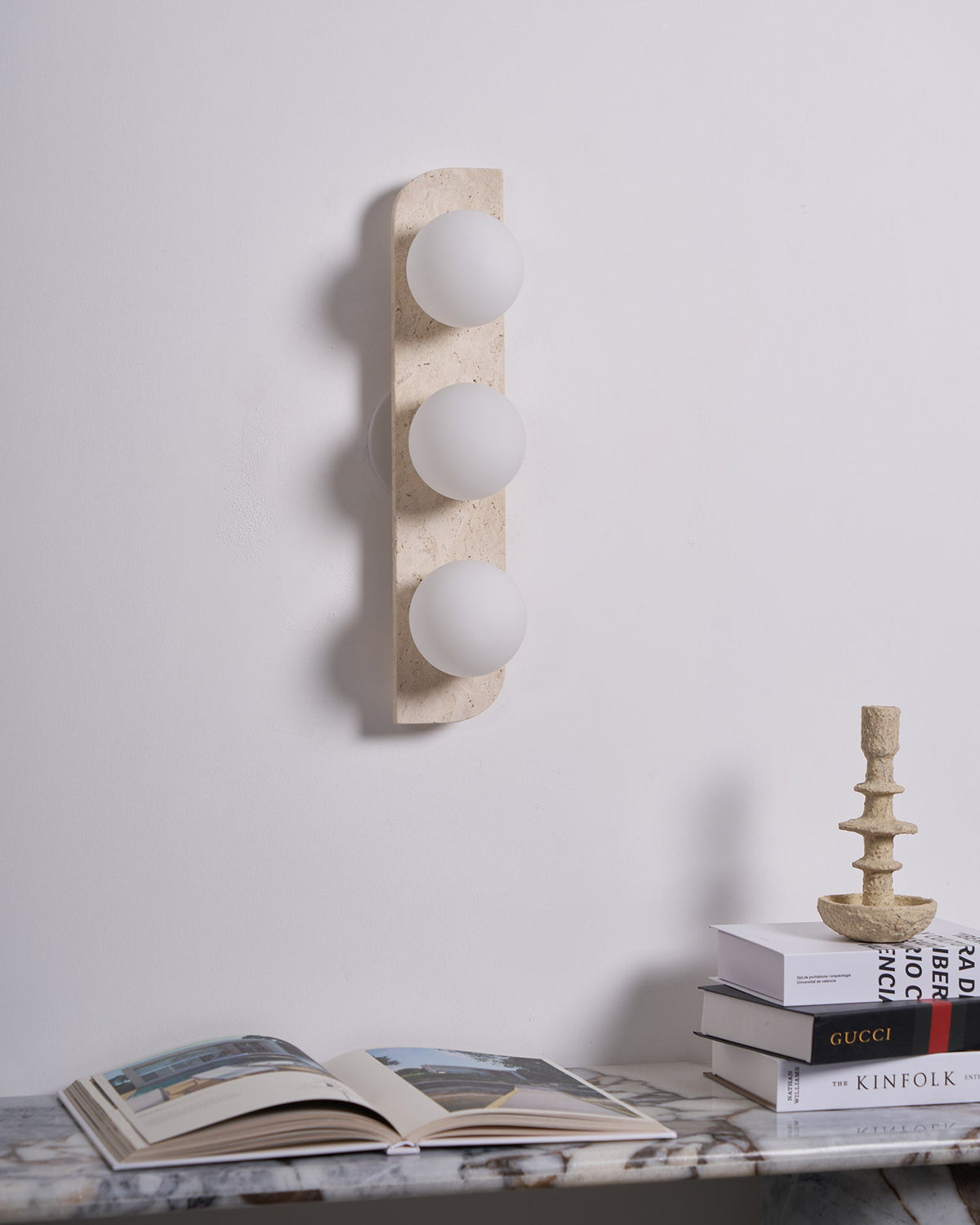 Zophaor Minimalist Travertine Plug-In Wall Light - Neutralighting