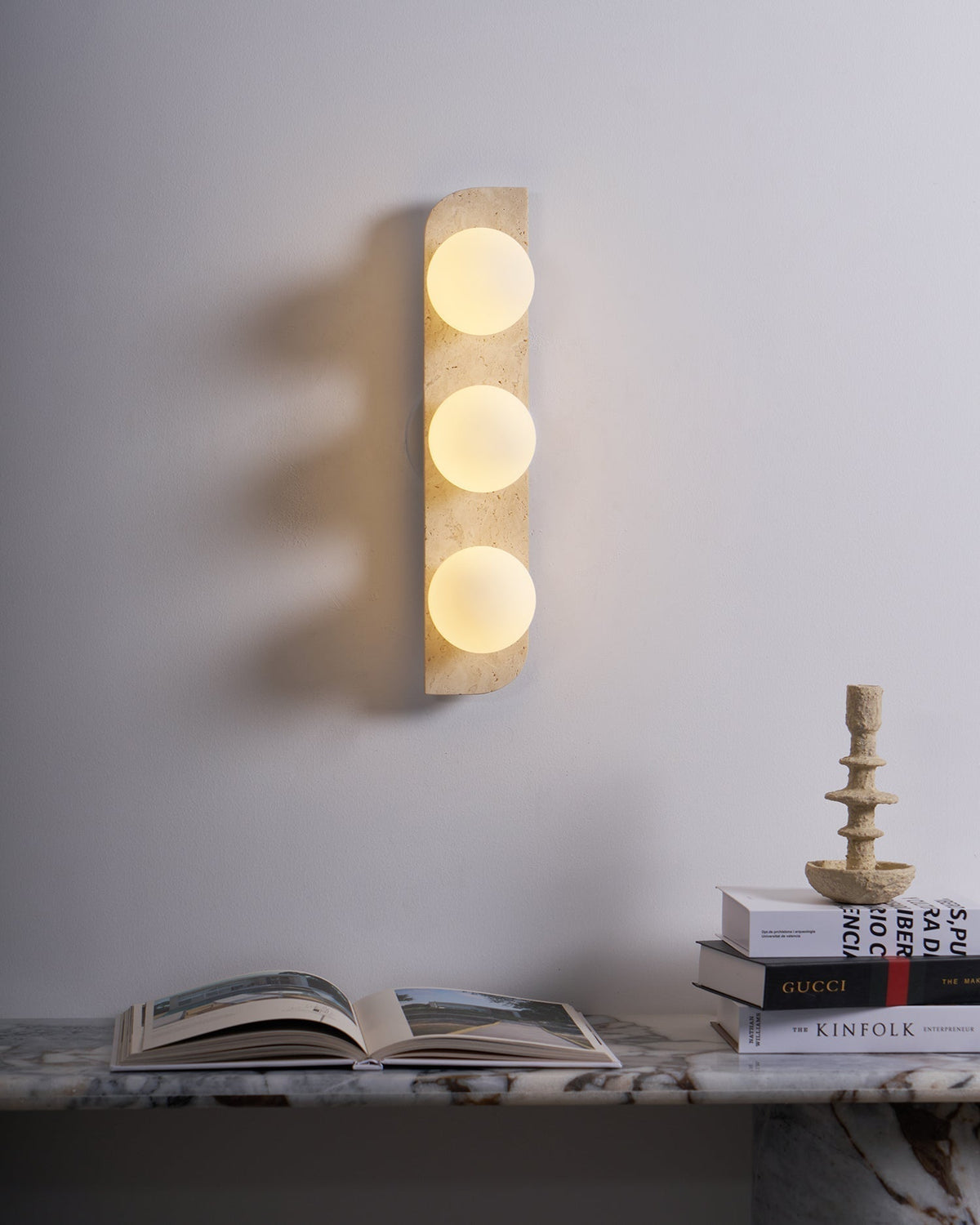Zophaor Minimalist Travertine Plug-In Wall Light - Neutralighting