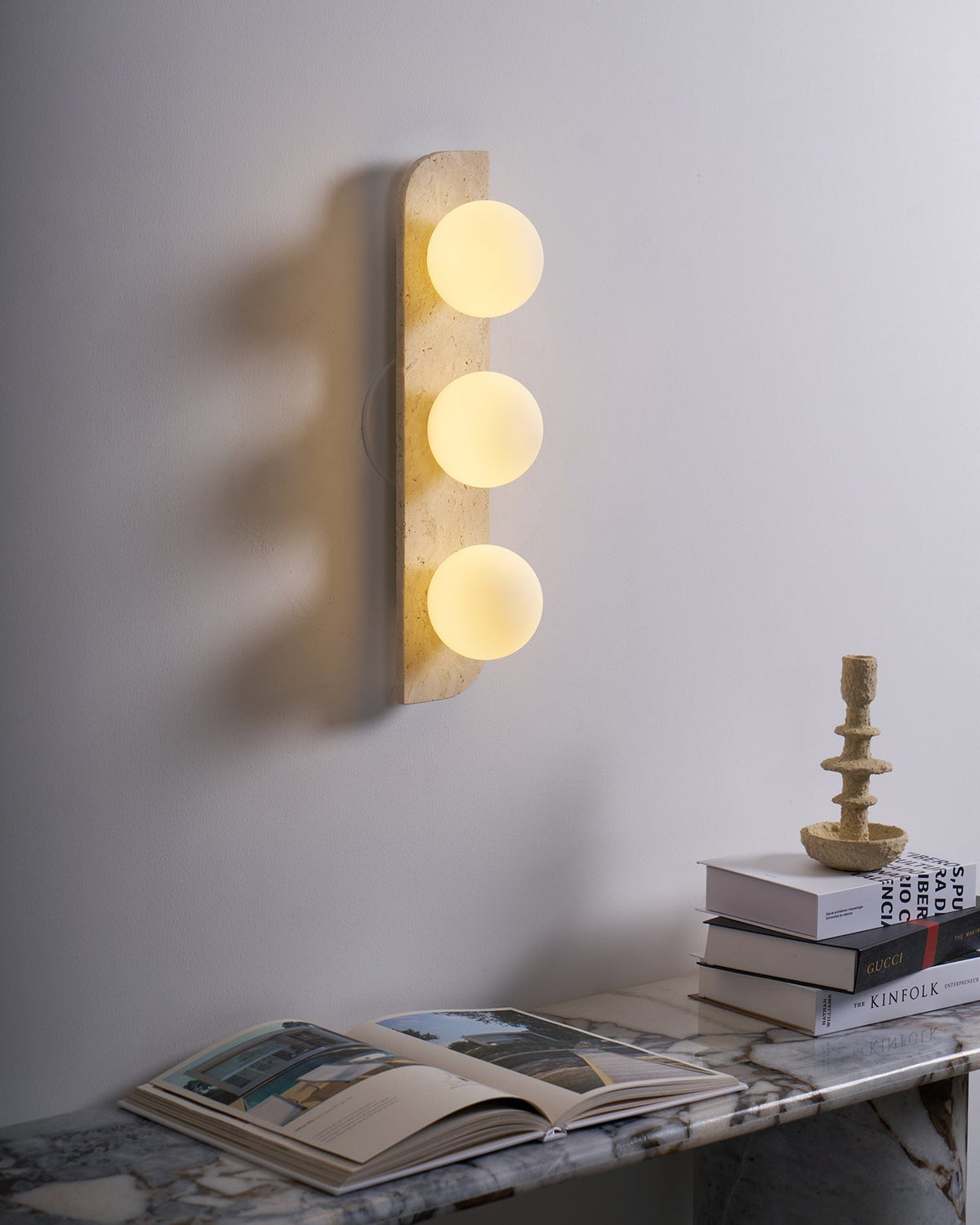 Zophaor Minimalist Travertine Plug-In Wall Light - Neutralighting
