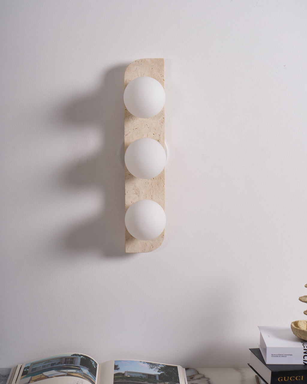 Zophaor Minimalist Travertine Plug-In Wall Light - Neutralighting