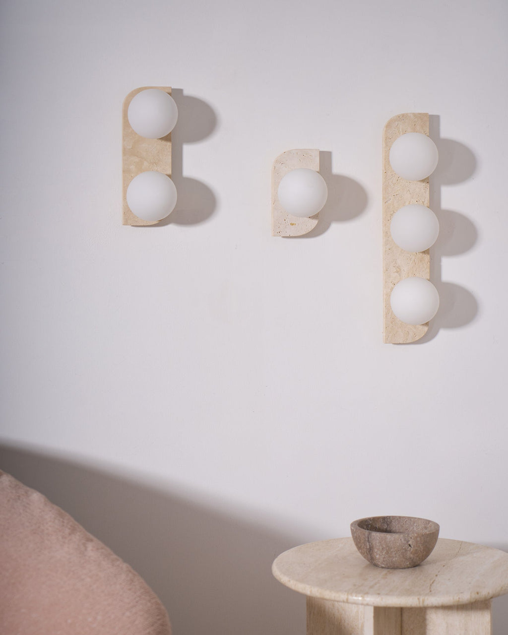 Zophaor Minimalist Travertine Plug-In Wall Light - Neutralighting