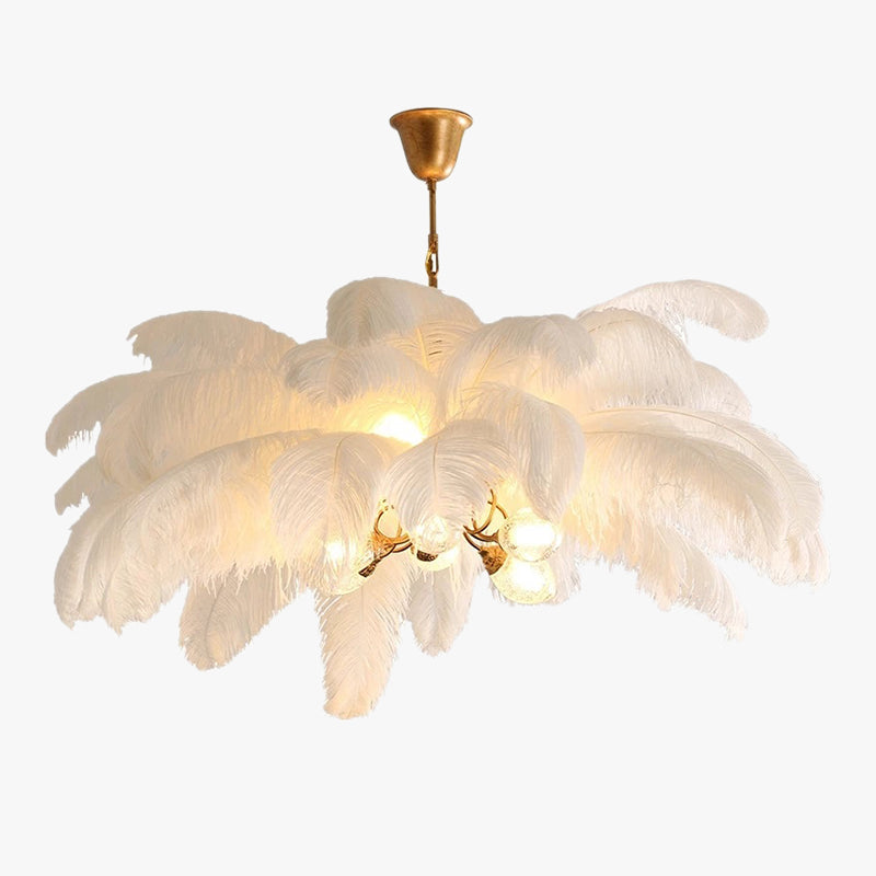 O'Moore Suspension Fleur Moderne, Cuivre/Plume, 8 Couleur, Salon - Neutralighting