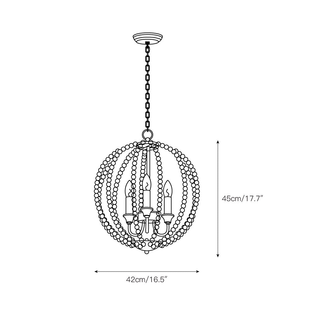 Vanoren Suspension Moderne Minimaliste en Bois et Métal Avec Perles - Neutralighting
