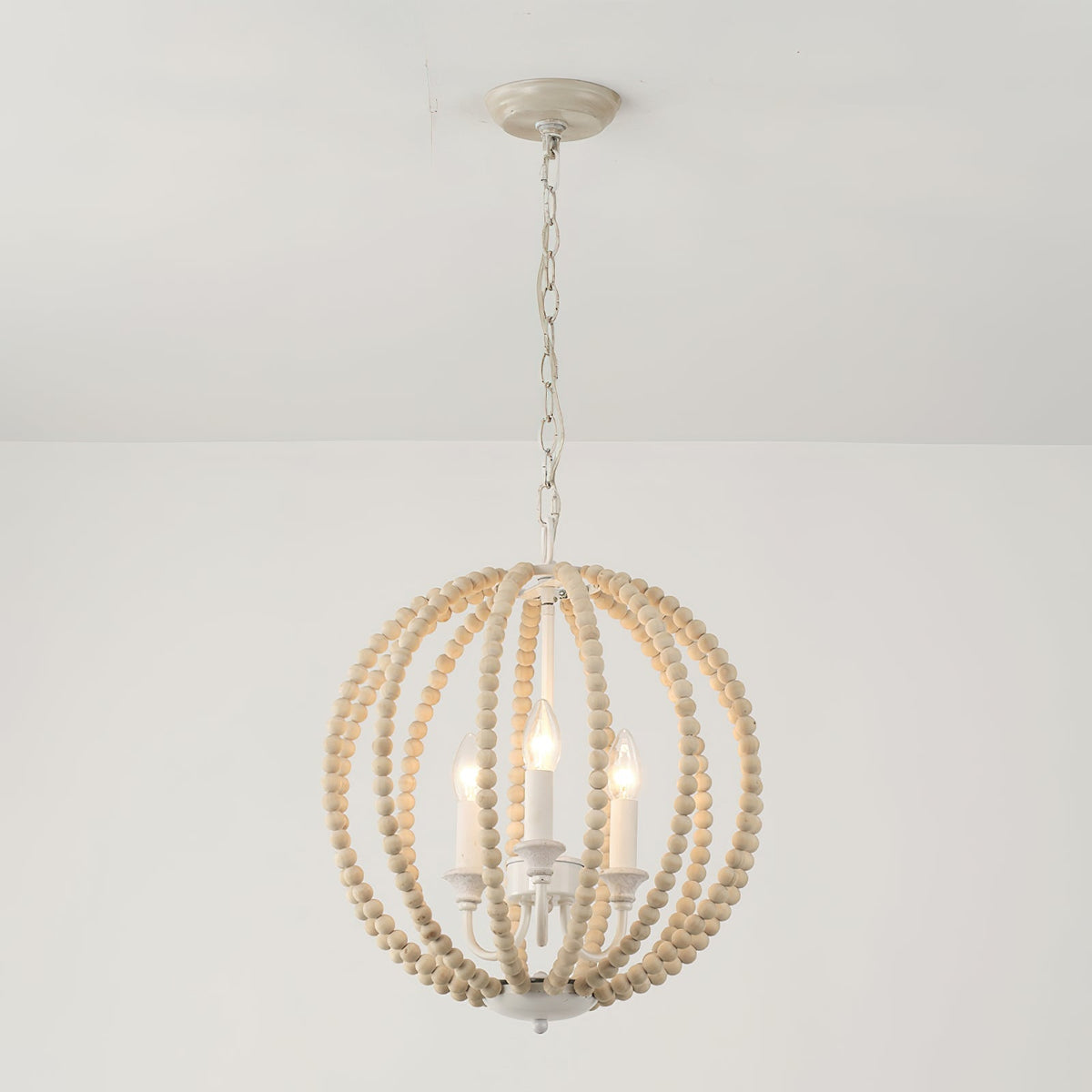 Vanoren Suspension Moderne Minimaliste en Bois et Métal Avec Perles - Neutralighting