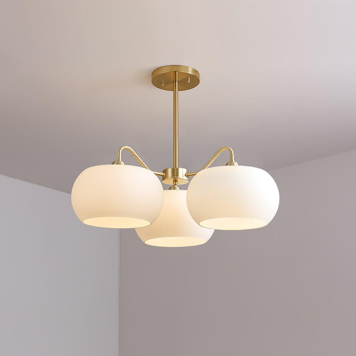 Aurora Chandelier White Glass Persimmon Shape - Neutralighting