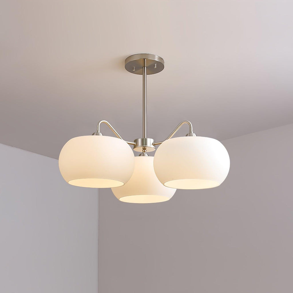 Aurora Chandelier White Glass Persimmon Shape - Neutralighting