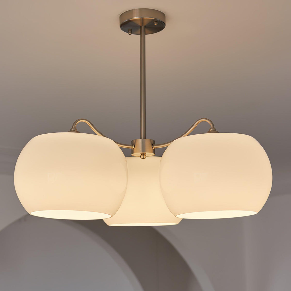 Aurora Chandelier White Glass Persimmon Shape - Neutralighting