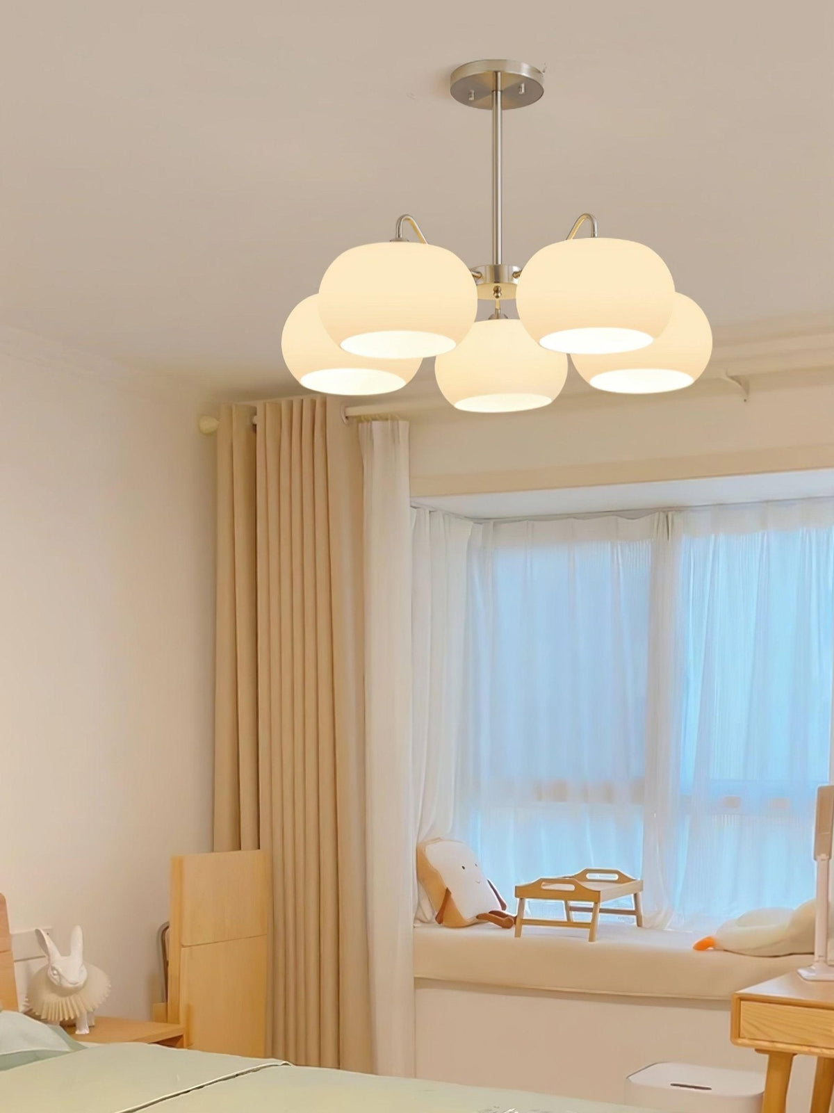 Aurora Chandelier White Glass Persimmon Shape - Neutralighting