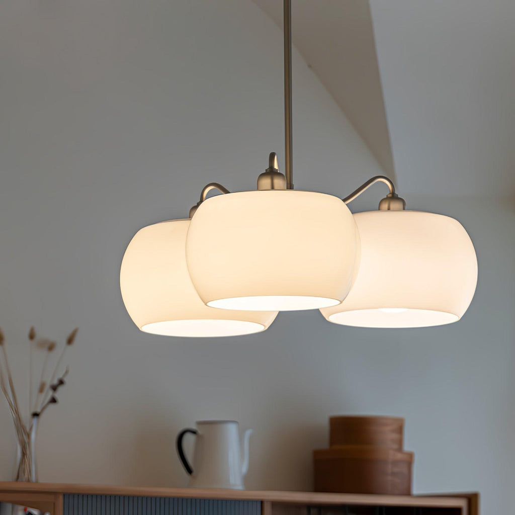 Aurora Chandelier White Glass Persimmon Shape - Neutralighting
