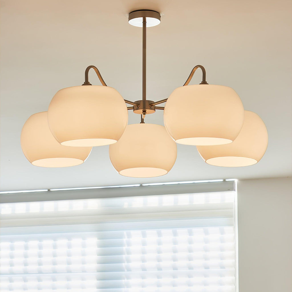 Aurora Chandelier White Glass Persimmon Shape - Neutralighting