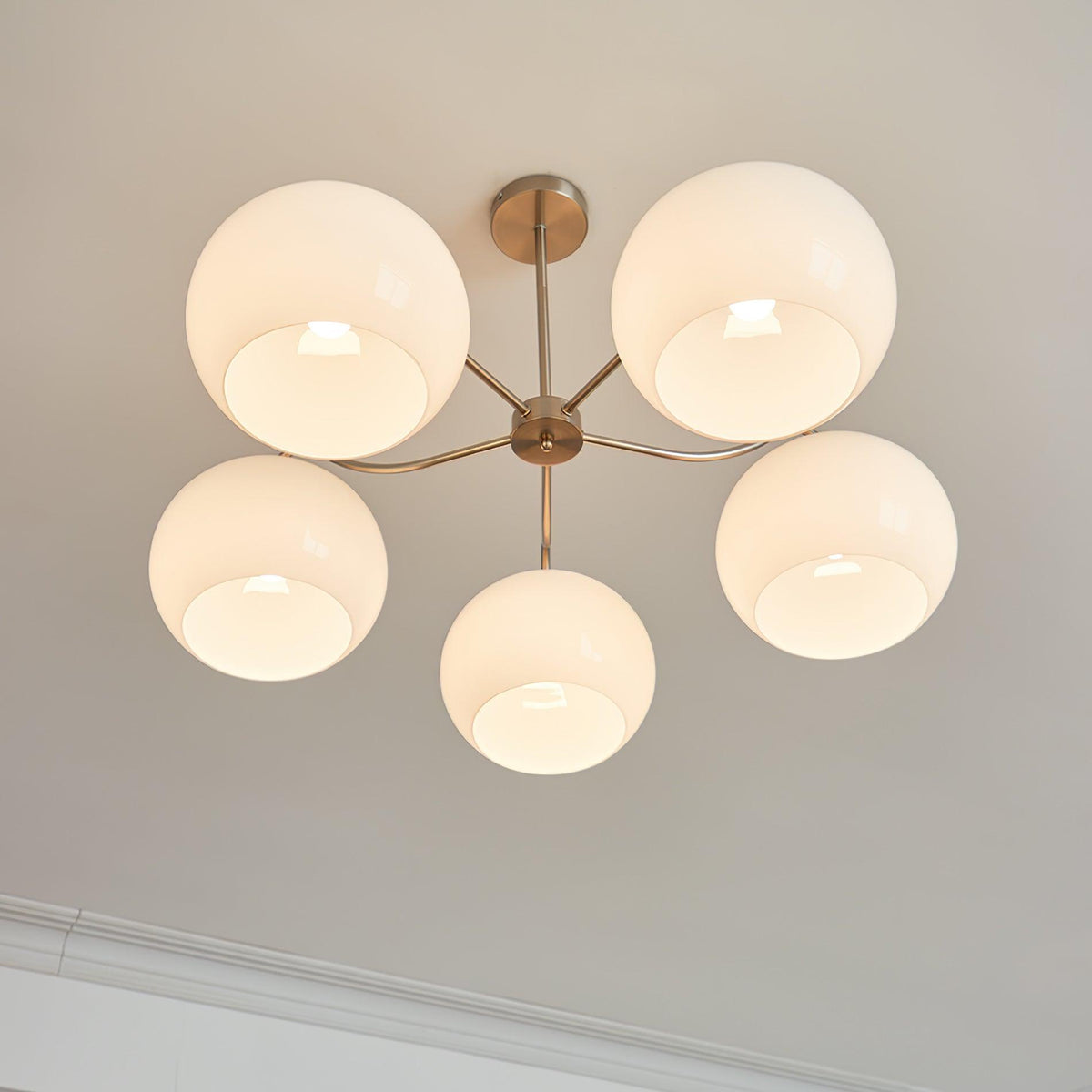 Aurora Chandelier White Glass Persimmon Shape - Neutralighting