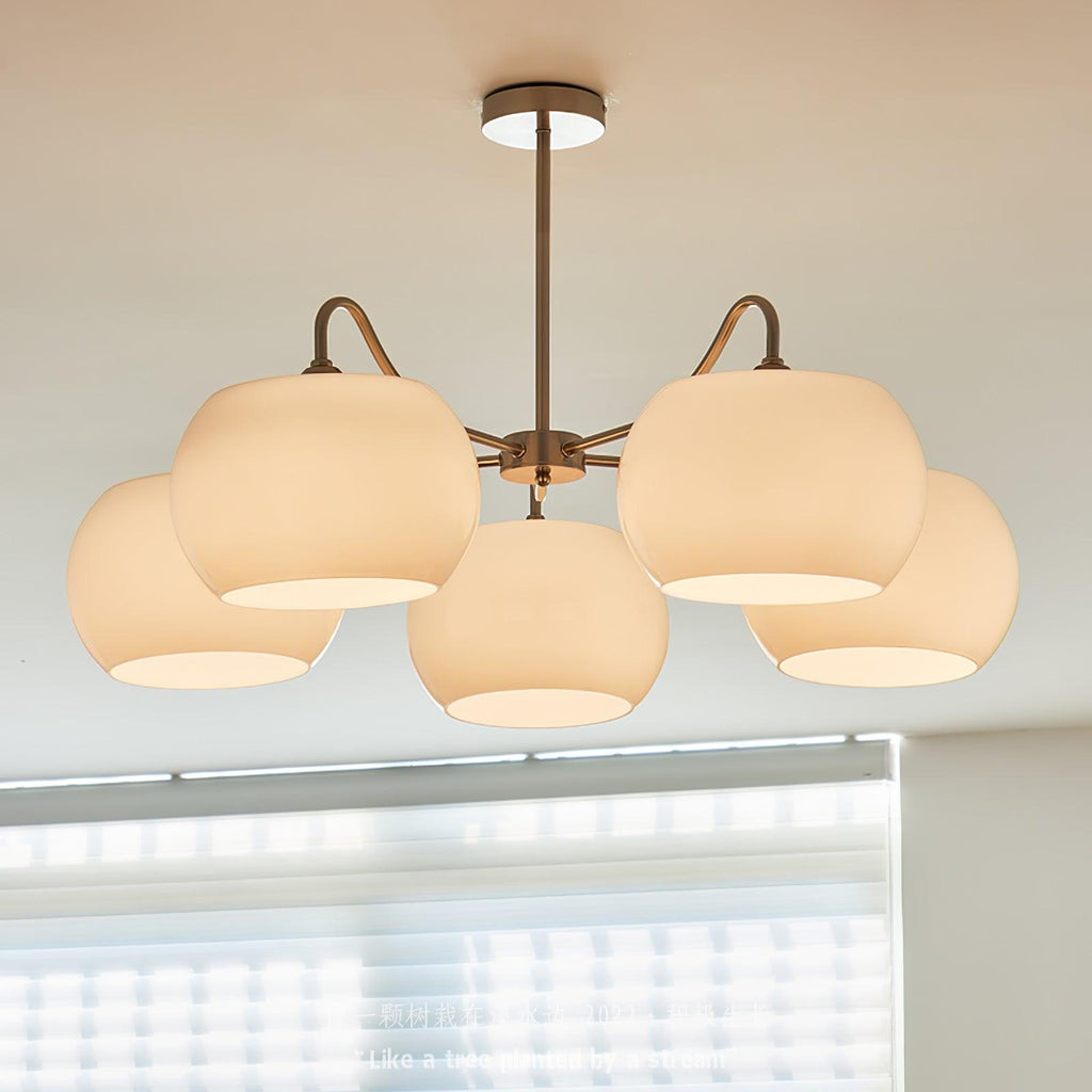Aurora Chandelier White Glass Persimmon Shape - Neutralighting