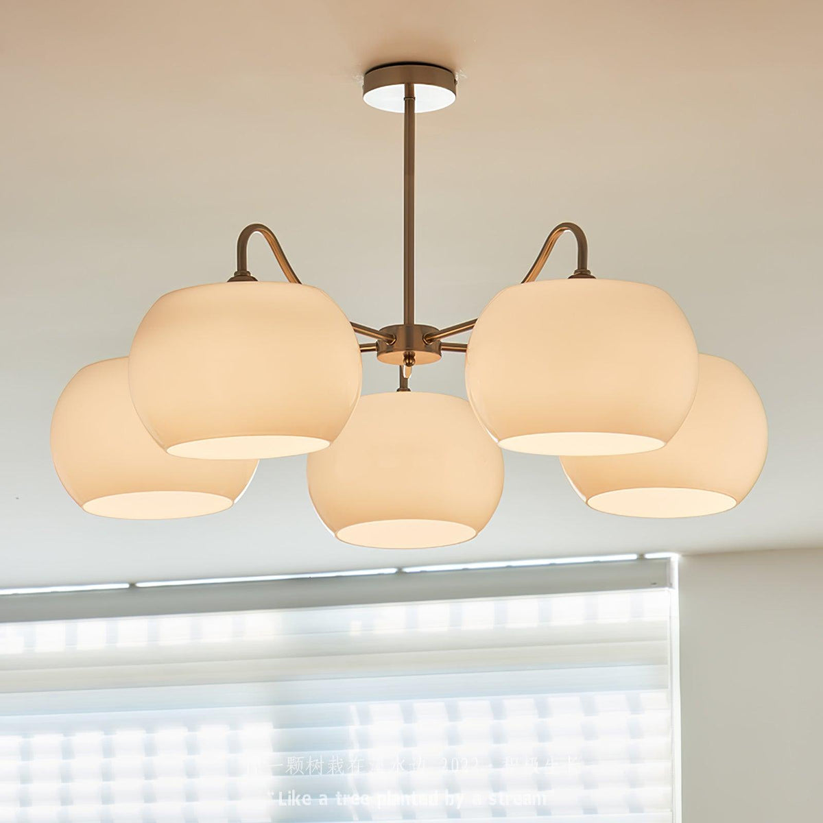 Aurora Chandelier White Glass Persimmon Shape - Neutralighting