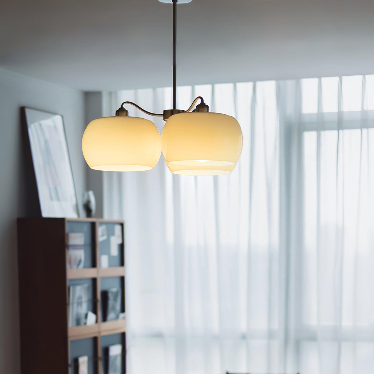 Aurora Chandelier White Glass Persimmon Shape - Neutralighting