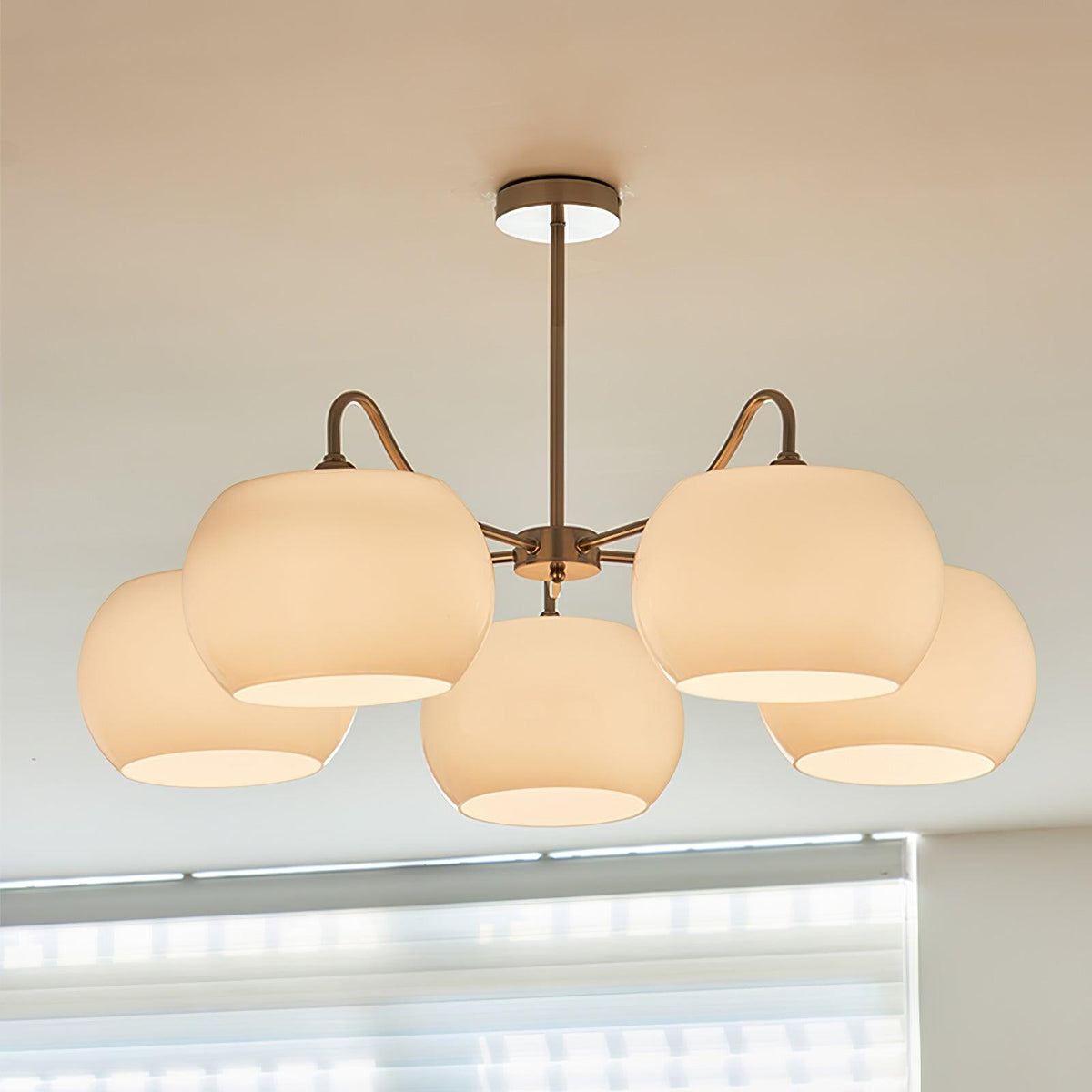 Aurora Chandelier White Glass Persimmon Shape - Neutralighting