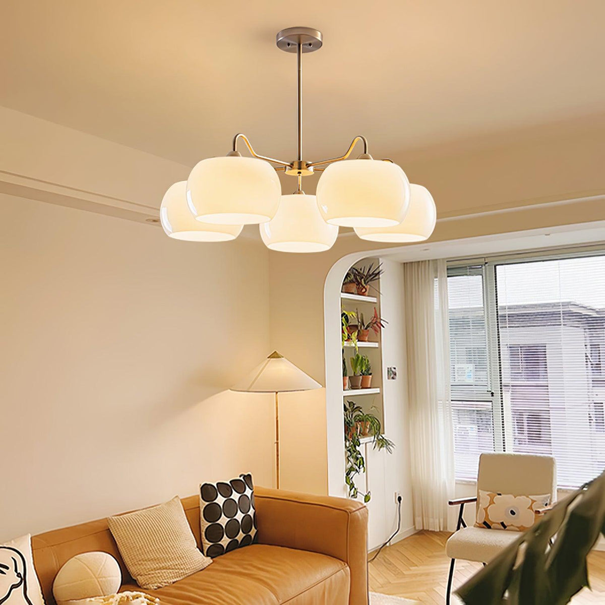 Aurora Chandelier White Glass Persimmon Shape - Neutralighting