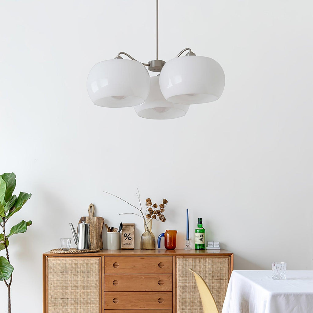 Aurora Chandelier White Glass Persimmon Shape - Neutralighting