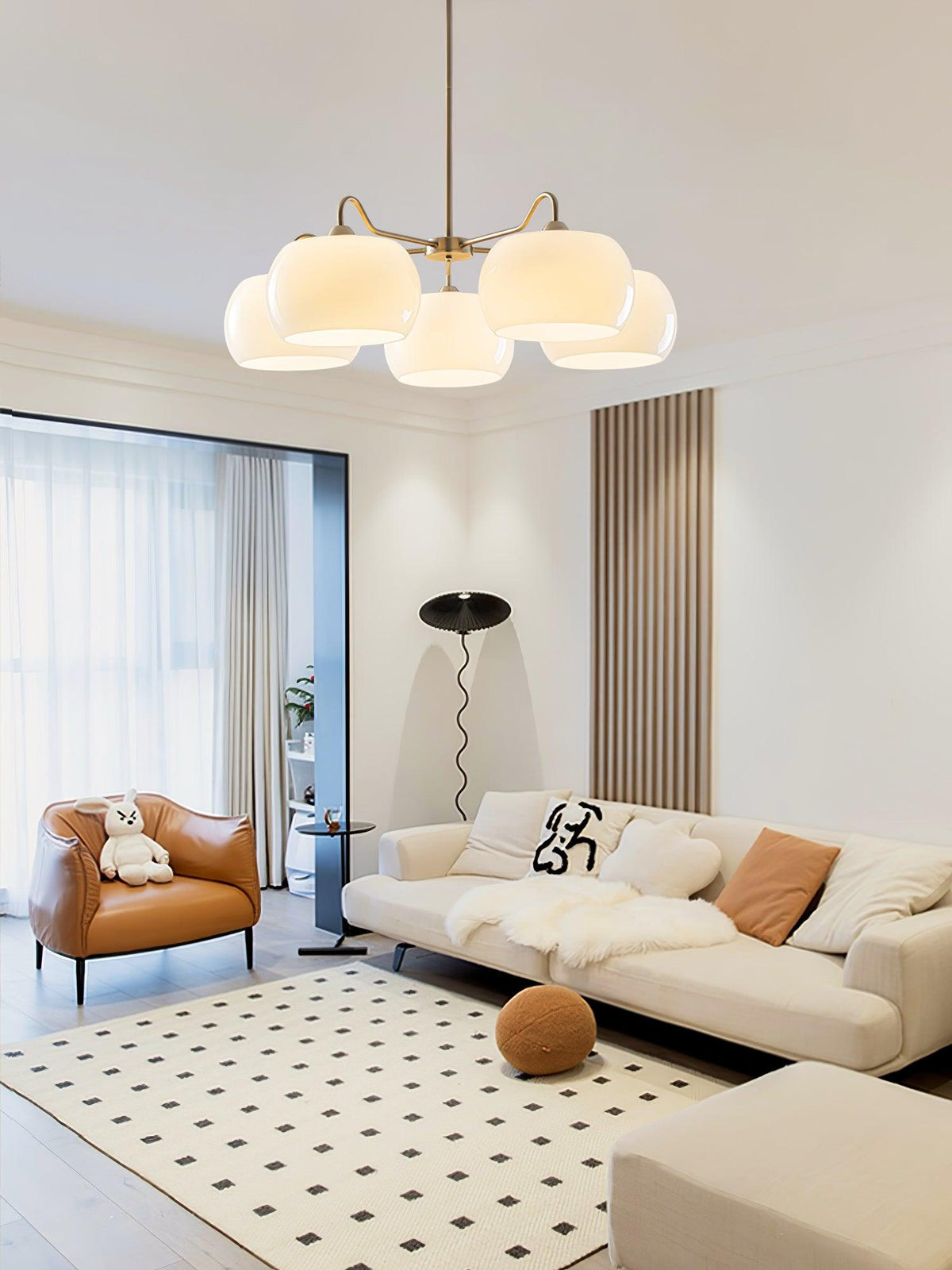Aurora Chandelier White Glass Persimmon Shape - Neutralighting