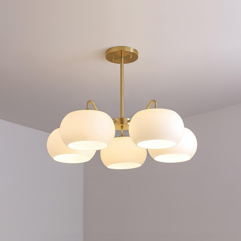 Aurora Chandelier White Glass Persimmon Shape - Neutralighting