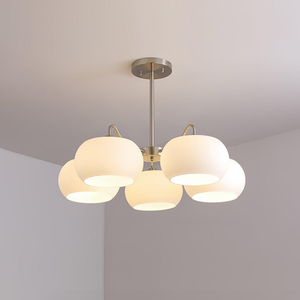 Aurora Chandelier White Glass Persimmon Shape - Neutralighting