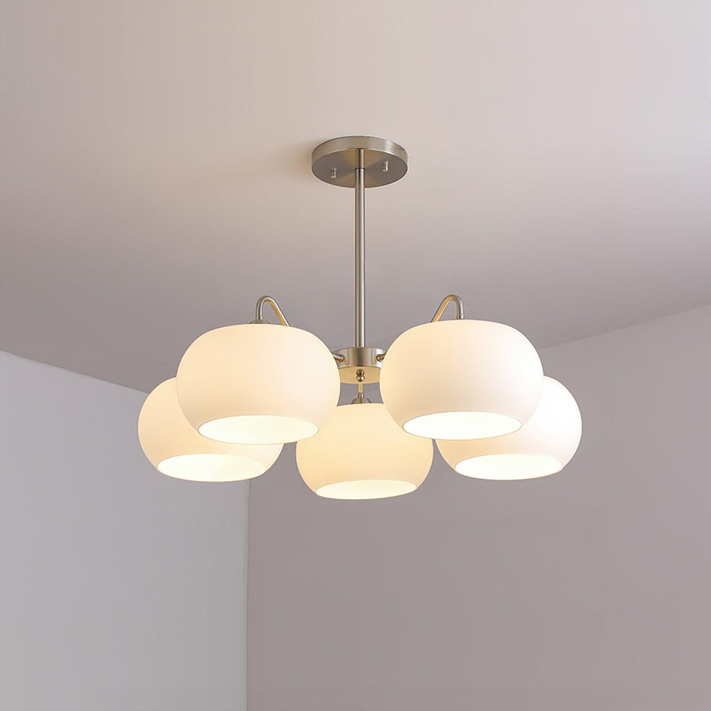 Aurora Chandelier White Glass Persimmon Shape - Neutralighting