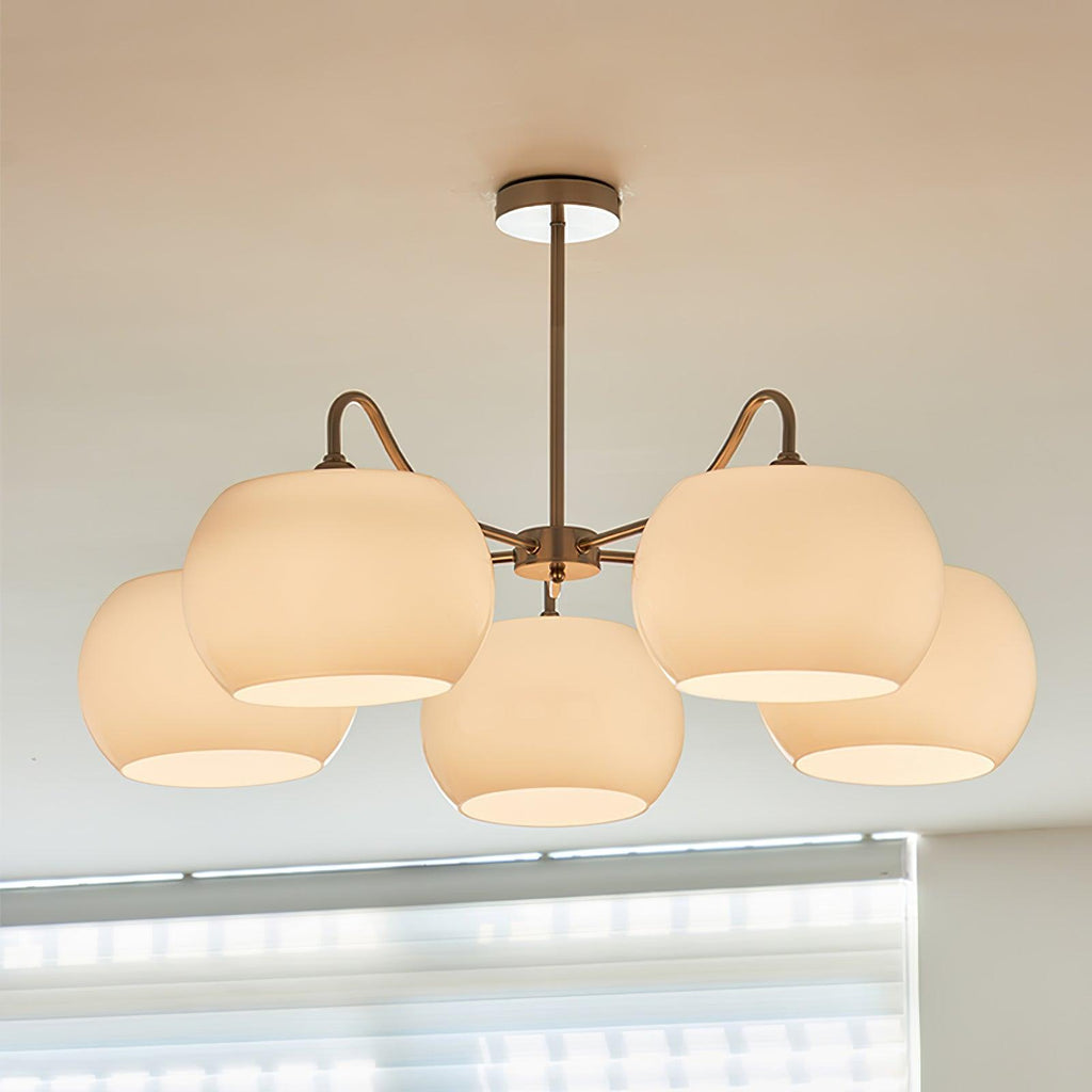 Aurora Chandelier White Glass Persimmon Shape - Neutralighting