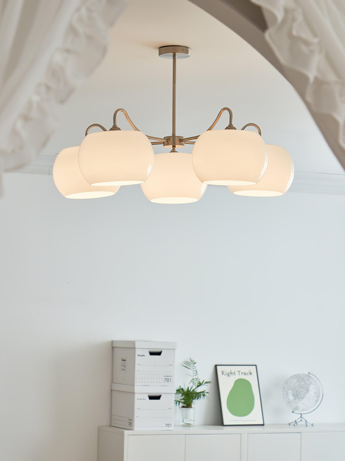 Aurora Chandelier White Glass Persimmon Shape - Neutralighting