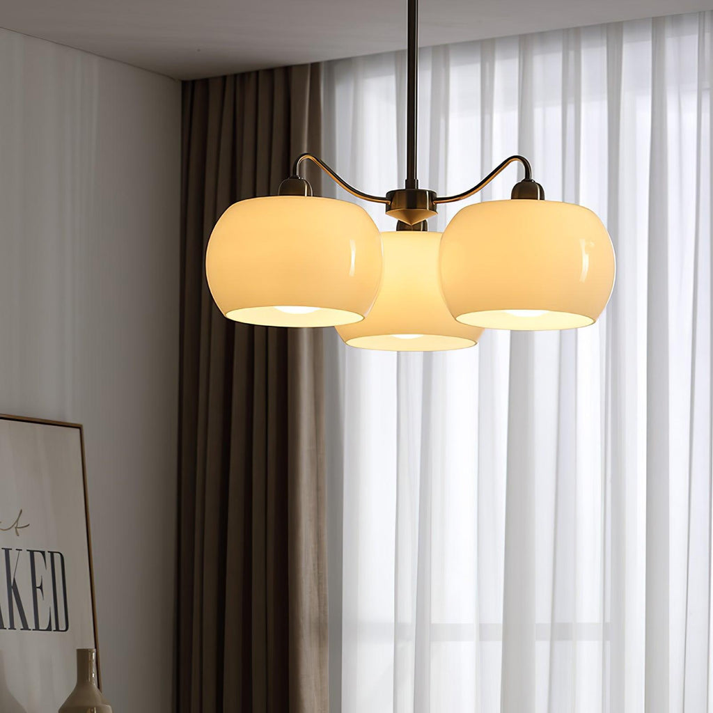 Aurora Chandelier White Glass Persimmon Shape - Neutralighting