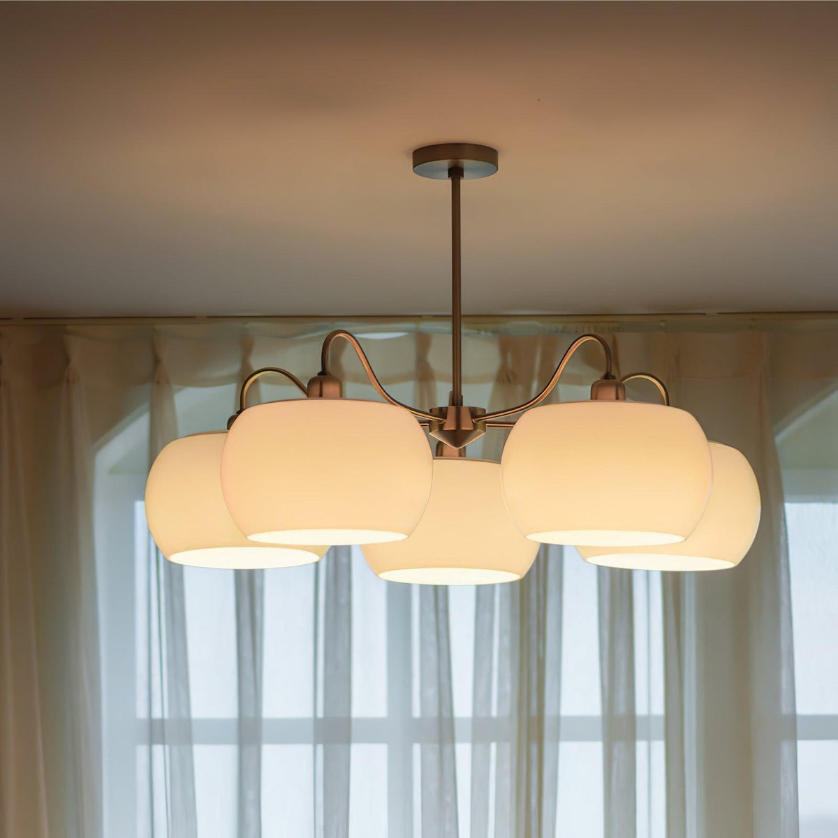 Aurora Chandelier White Glass Persimmon Shape - Neutralighting
