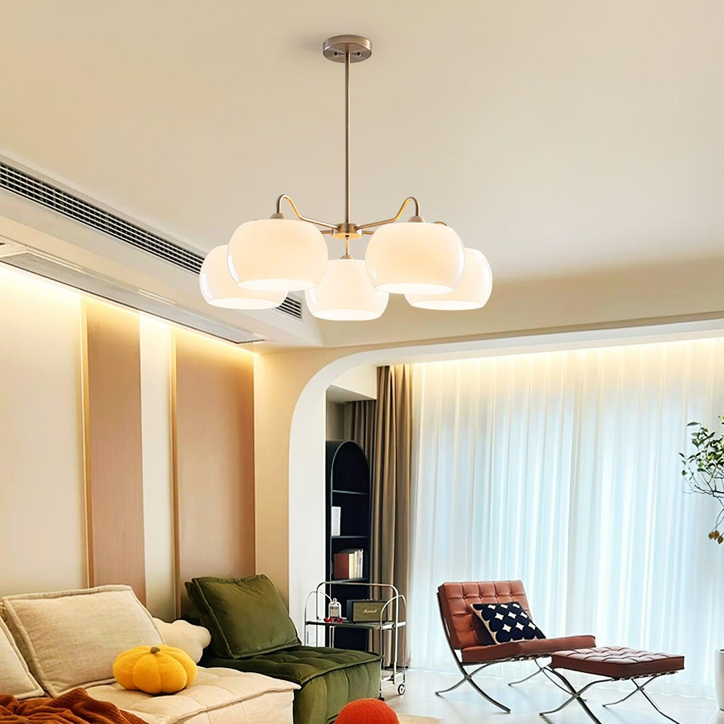 Aurora Chandelier White Glass Persimmon Shape - Neutralighting