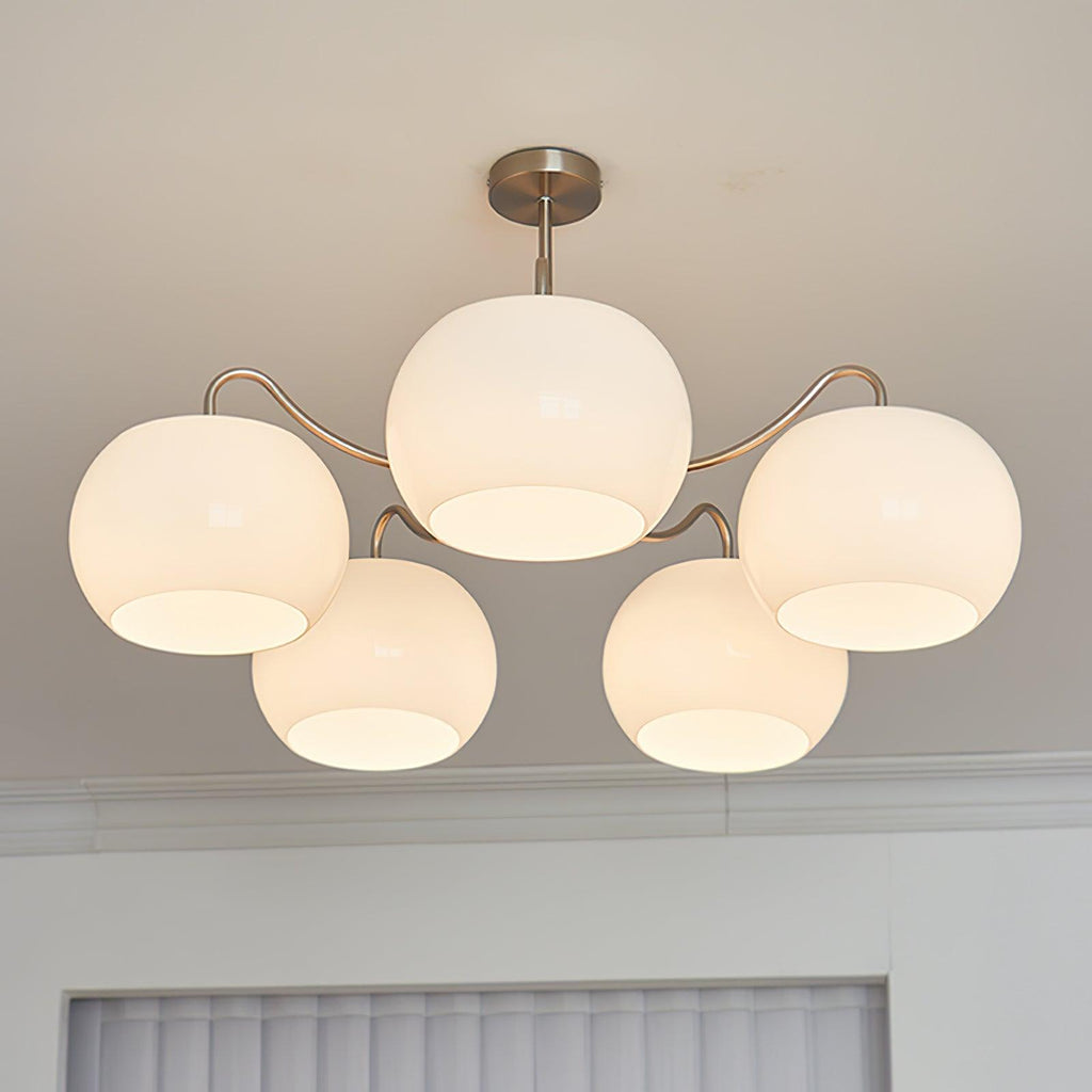 Aurora Chandelier White Glass Persimmon Shape - Neutralighting