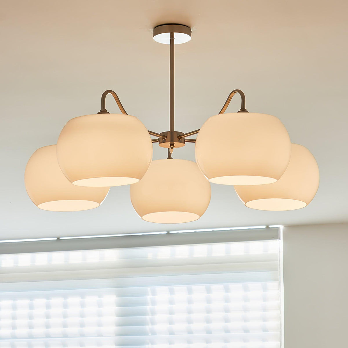 Aurora Chandelier White Glass Persimmon Shape - Neutralighting
