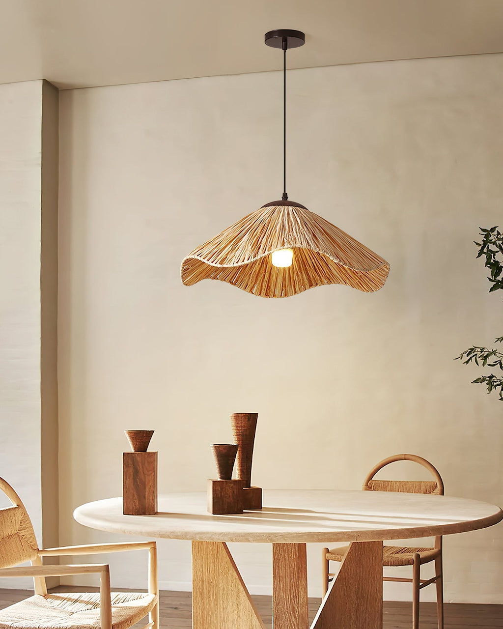 Nikita Lampe Pendante Rattan Organique Ondulée - Neutralighting