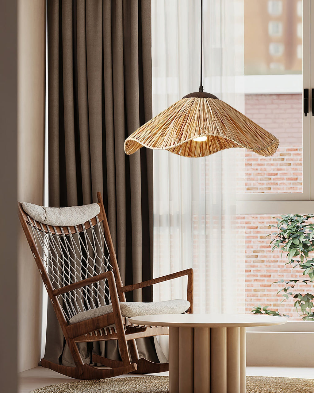 Nikita Lampe Pendante Rattan Organique Ondulée - Neutralighting