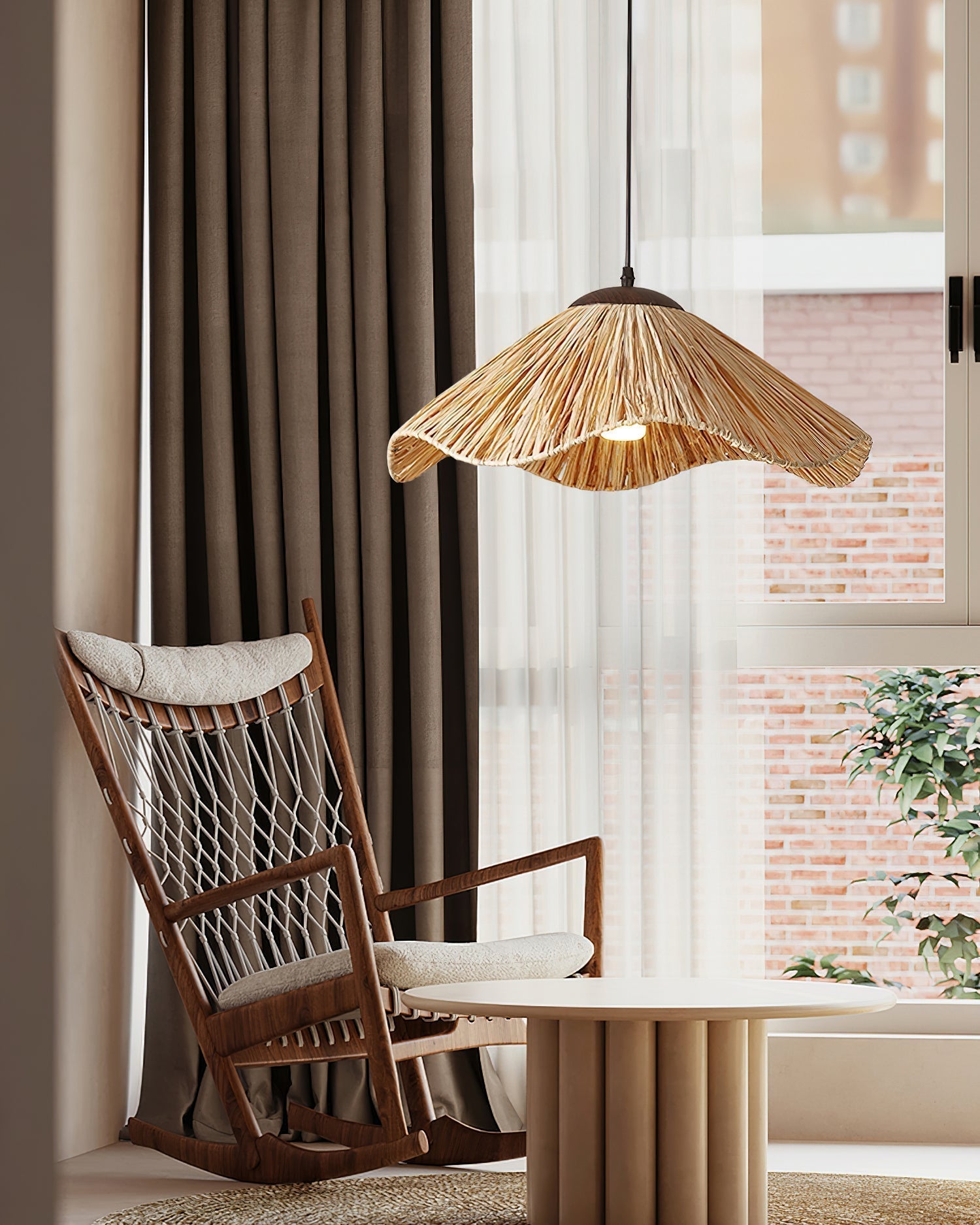 Nikita Lampe Pendante Rattan Organique Ondulée - Neutralighting