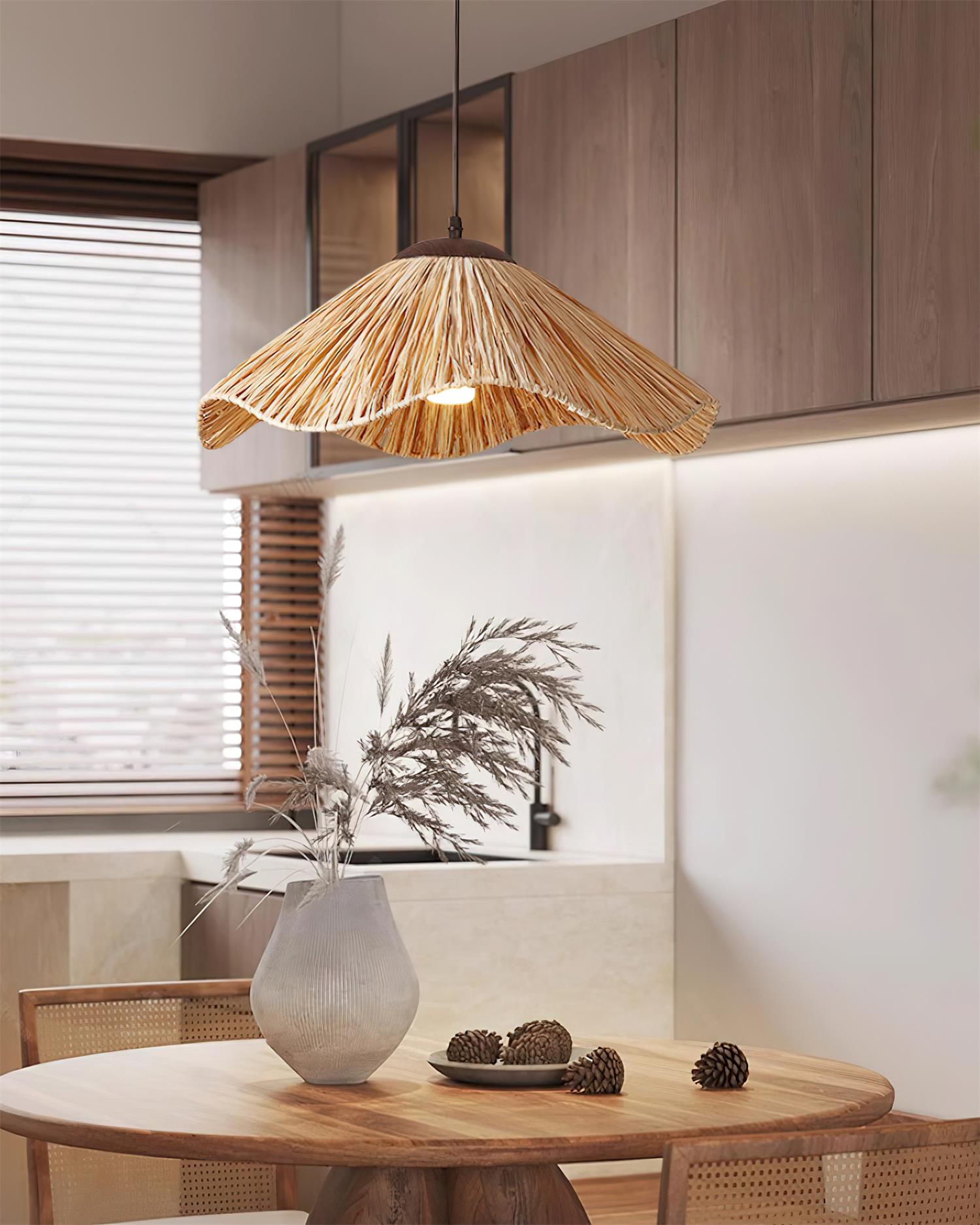 Nikita Lampe Pendante Rattan Organique Ondulée - Neutralighting