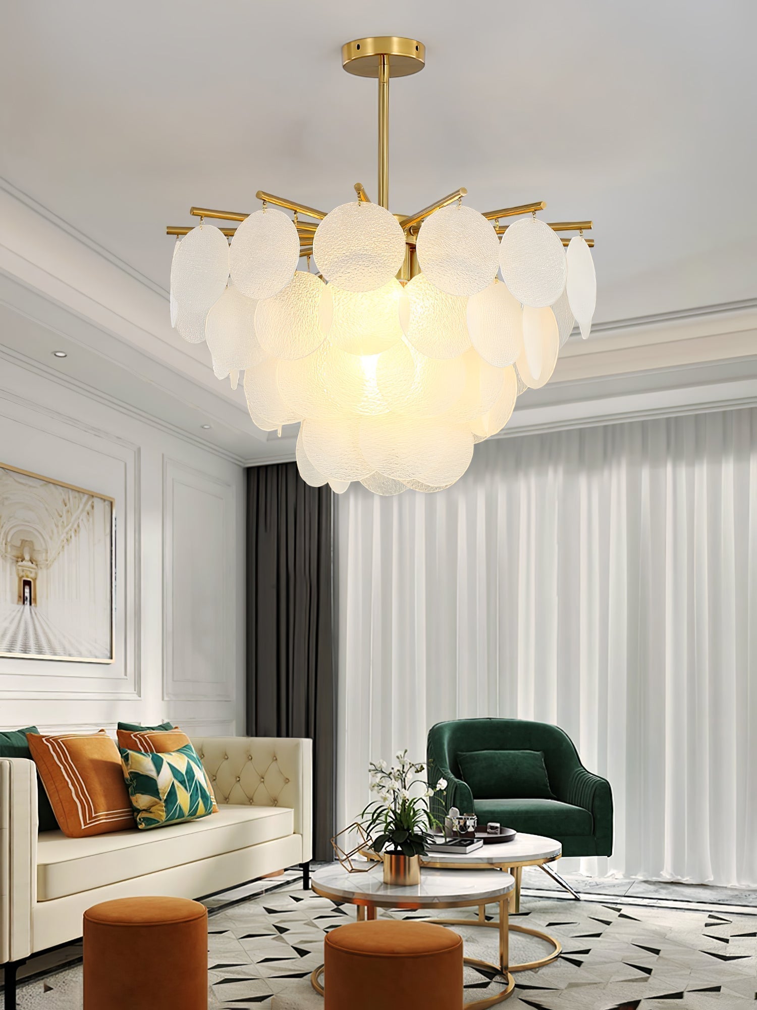 Solara Chandelier Nimbus en Verre avec Gouttes - Neutralighting