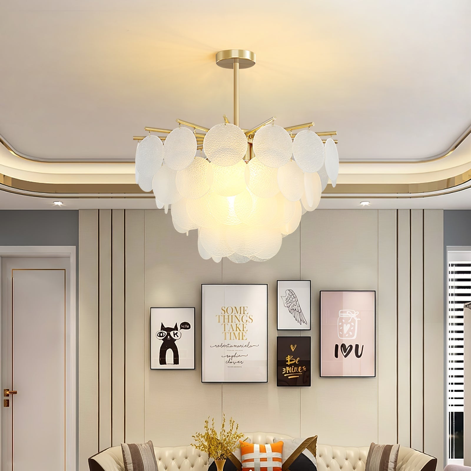 Solara Chandelier Nimbus en Verre avec Gouttes - Neutralighting