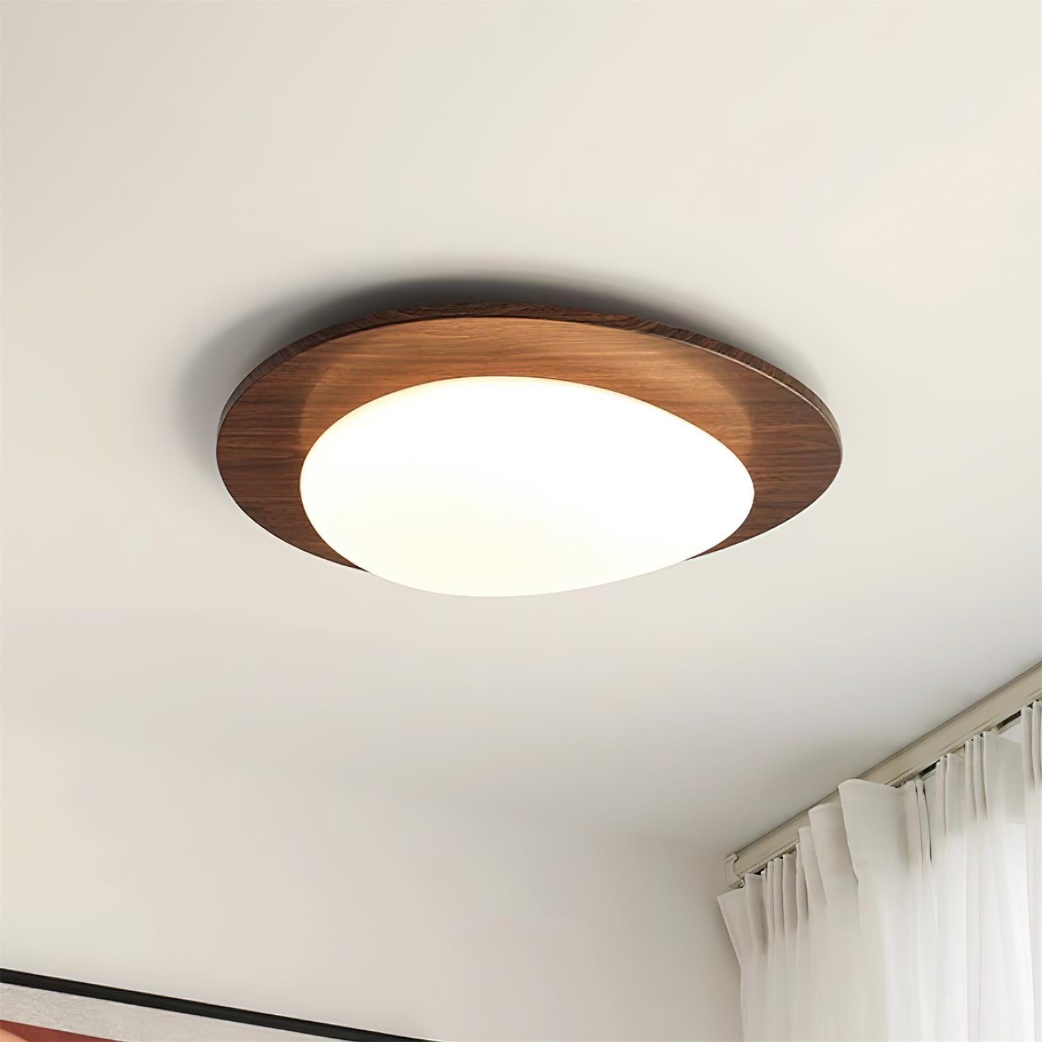 Plafonnier Bois Acrylique Ovale Ombre Minimaliste Naturel - Neutralighting