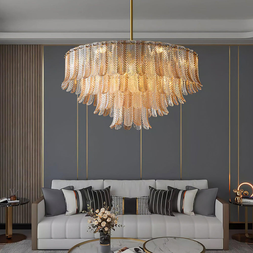 Lustra Lustre Feuille en Verre Doré Effilé - Neutralighting